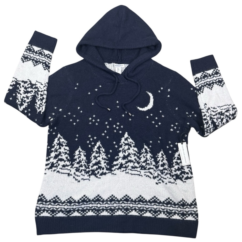 NWT cupcakes & cashmere Soft Winter Navy & White Hoodie Sweater Sweatshirt 1X